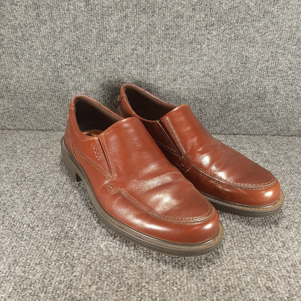 ECCO MEN'S HELSINKI Size 9.5/43 Brown Leather Slip On Dress Loafer Nice